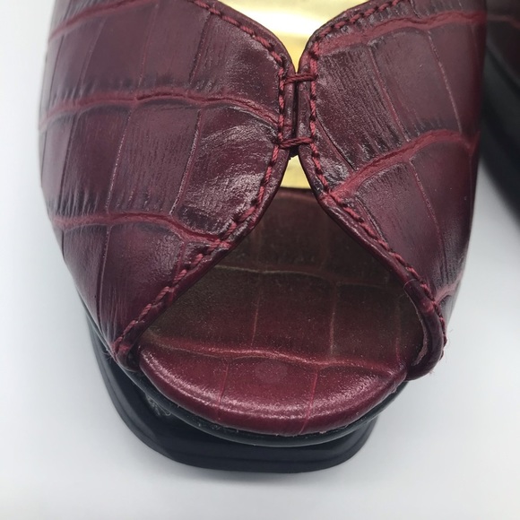 Colin Stuart Red Platform Heels Peep Toe Women 8.5 Leather Reptile Snake Print - Picture 7 of 8